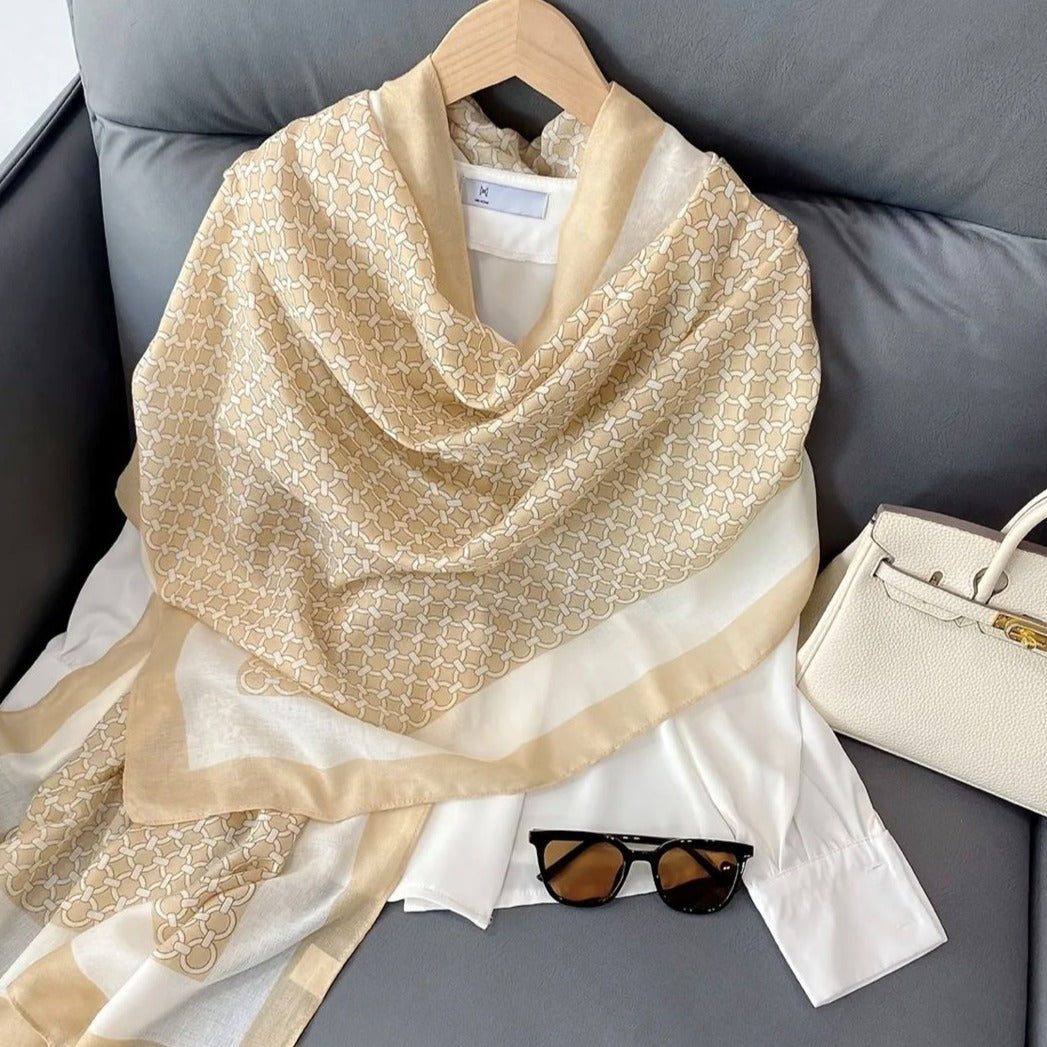 Classic Printed Shawl/Scarf - Beige