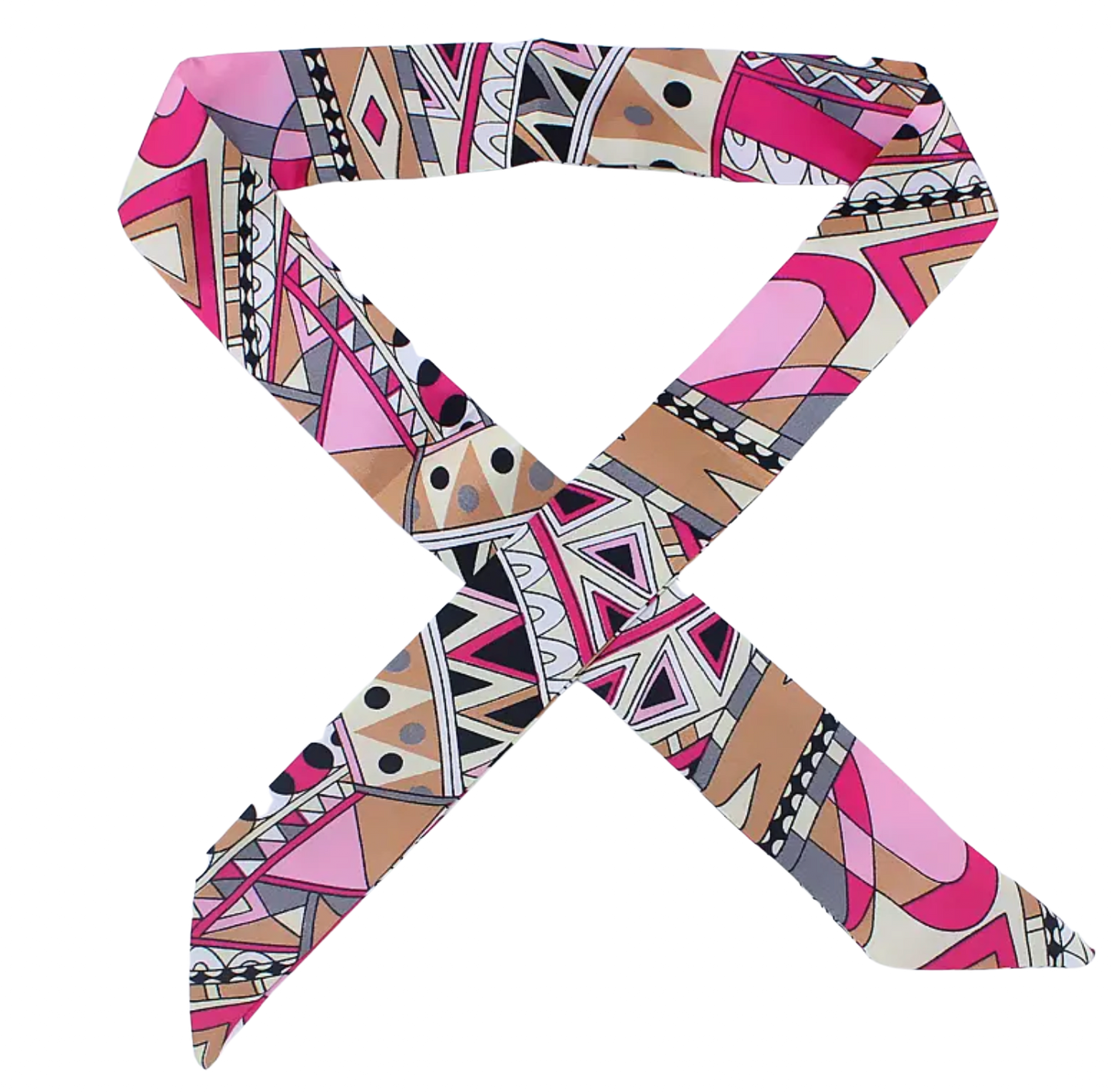 Pink & Tan Geometric Printed Scarf