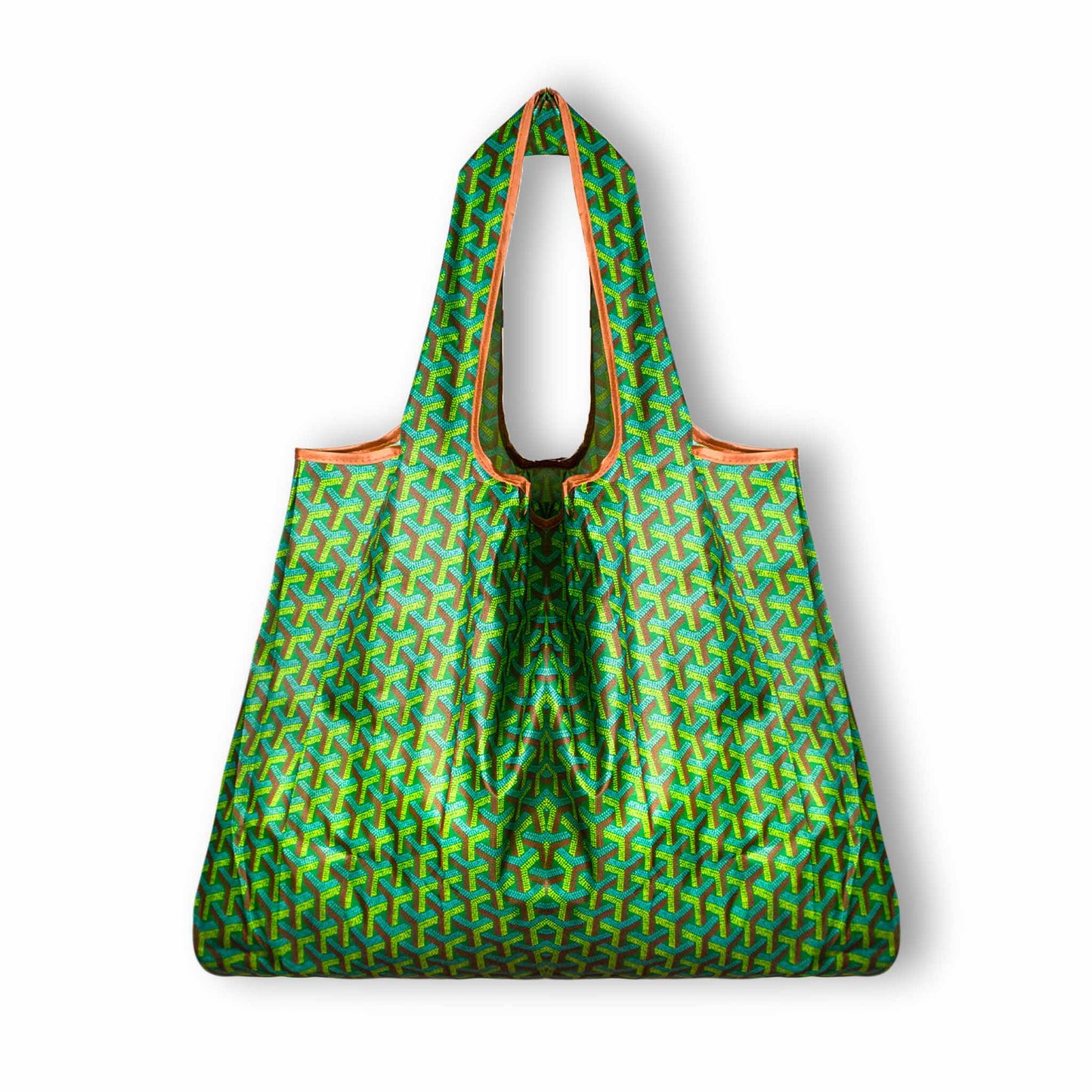 Tuck Away Chic Tote - Green Patterned Tote Bag