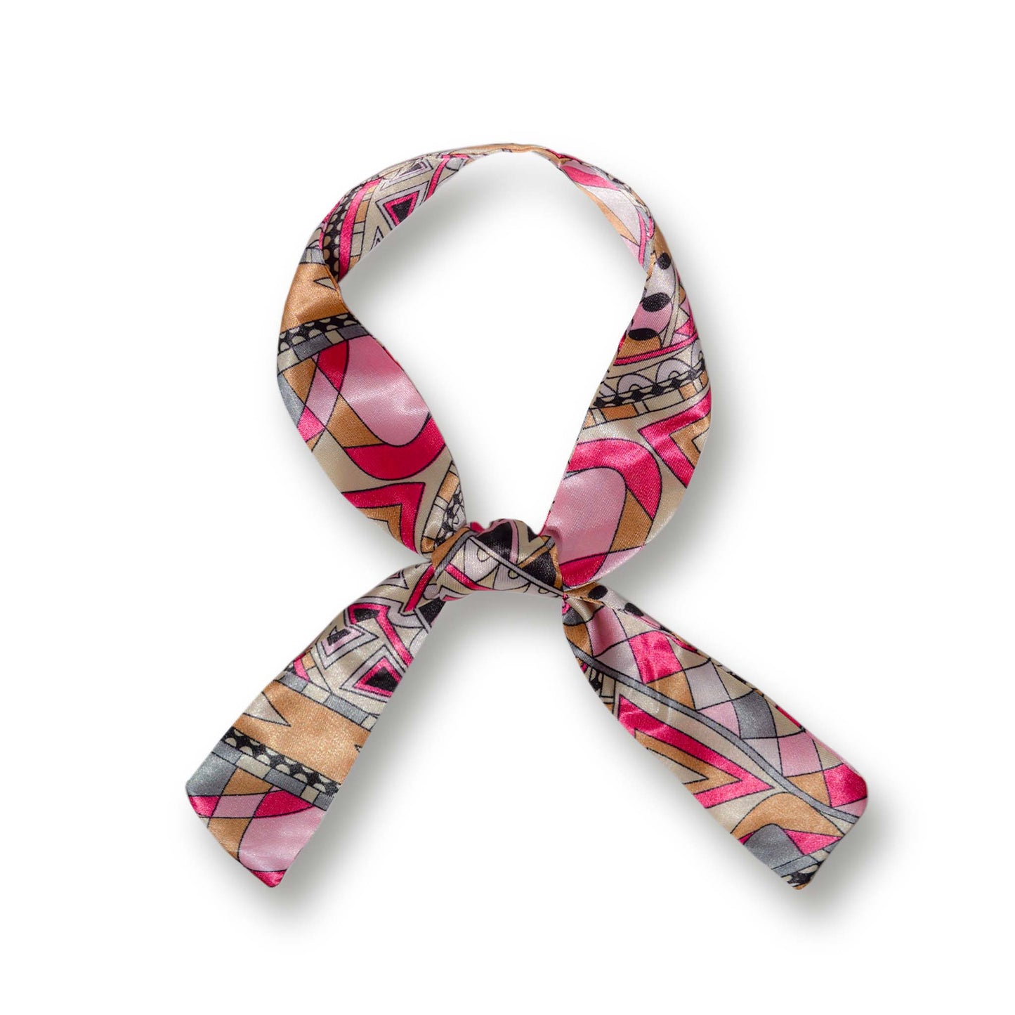 Pink & Tan Geometric Printed Scarf