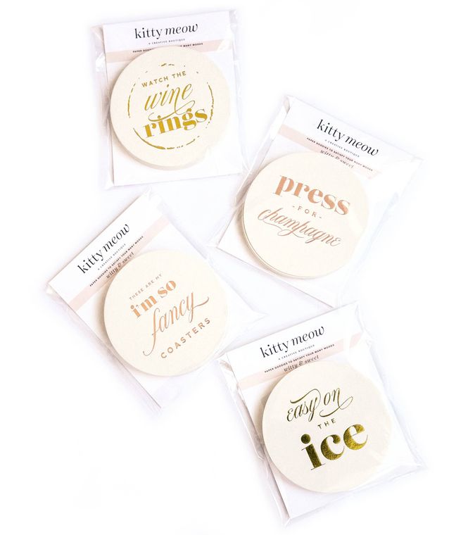 Press for Champagne - Foil Coaster Set, Champagne Gift