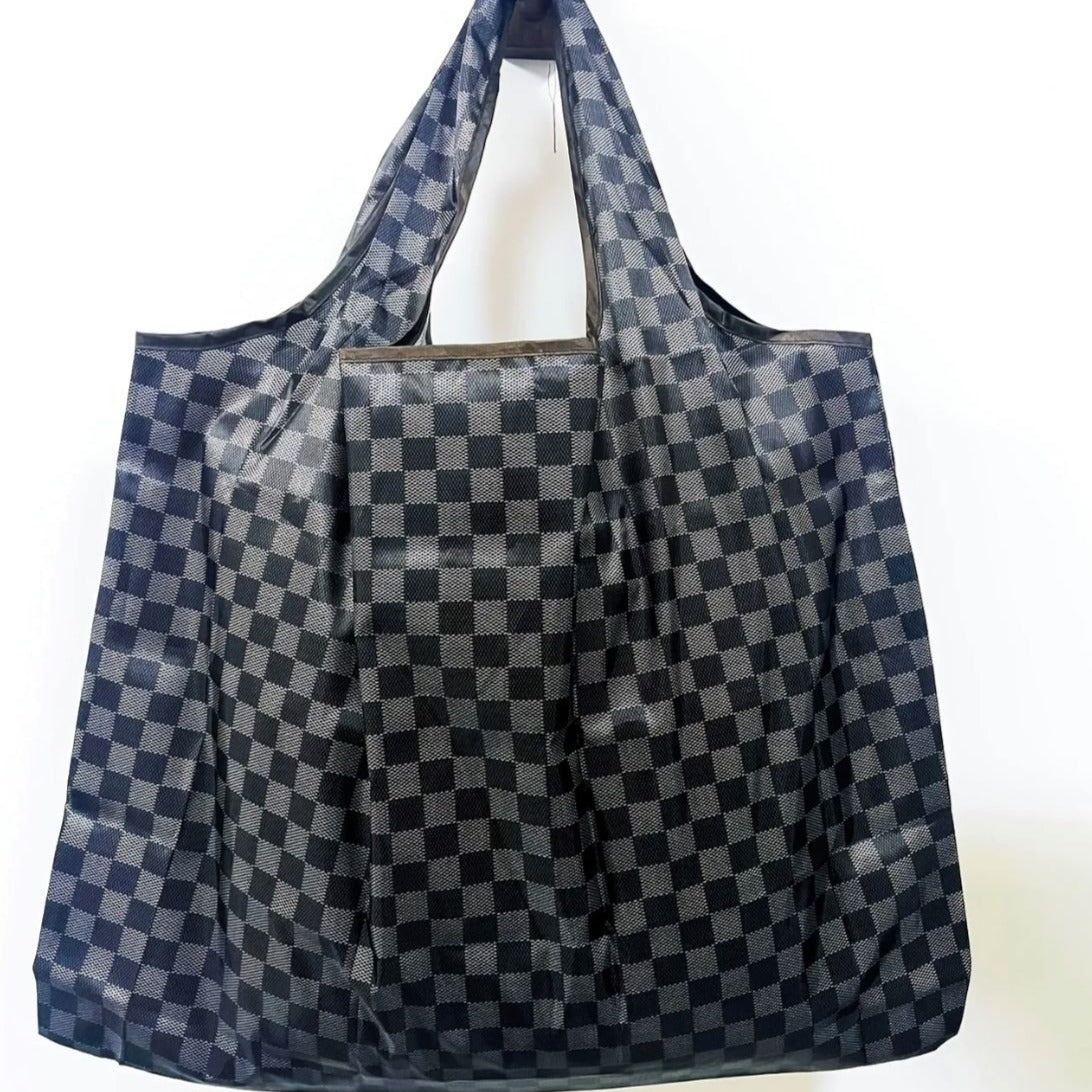 Tuck Away Chic Tote - Black Patterned Tote Bag
