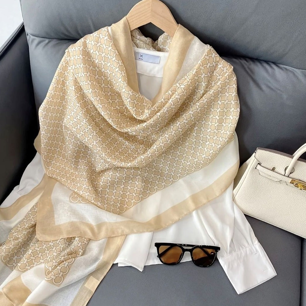 Classic Printed Shawl/Scarf - Beige  Accessories by Moxie Creed –  MoxieCreed