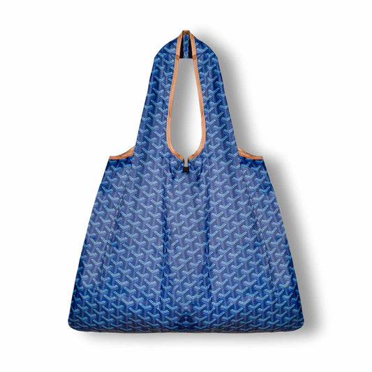 Tuck Away Chic Tote - Blue Patterned Tote Bag