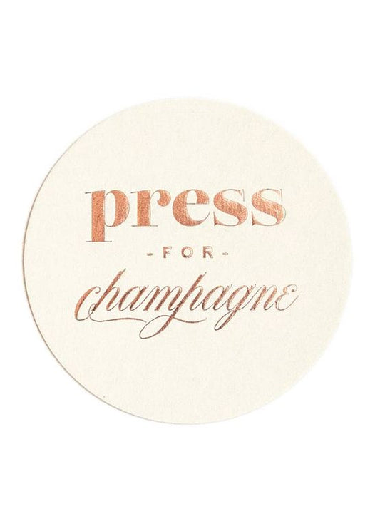 Press for Champagne - Foil Coaster Set, Champagne Gift